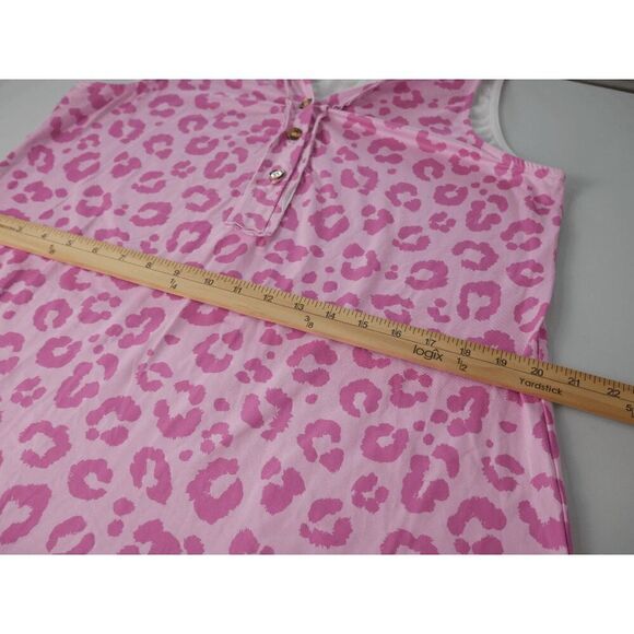 Pink Leopard Button-Front V-neck Tank Top L - Picture 4 of 6